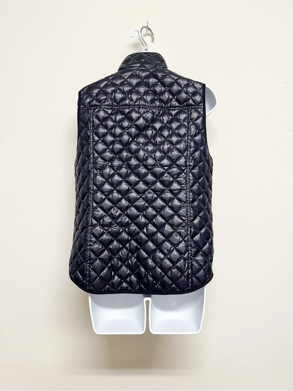 J Crew Womens Classic Navy Diamond Quilted Gold Button Up Puffer Vest Size S